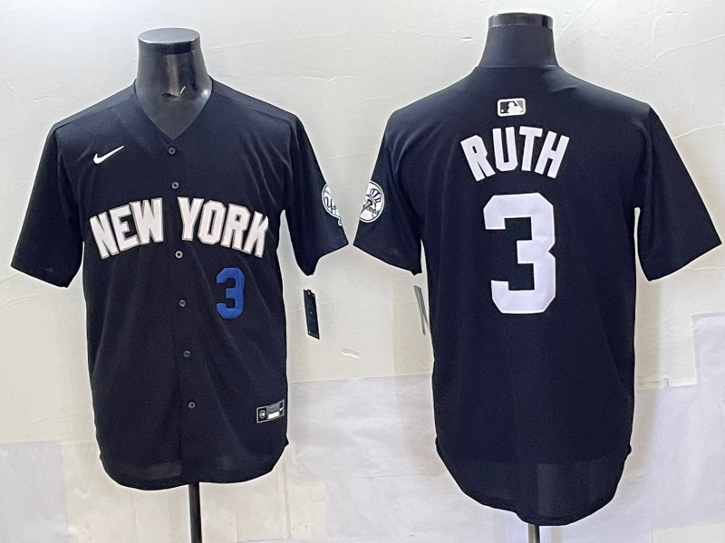 Men 2025 New York Yankees #3 Ruth black  Nike MLB Jersey style 725007->new york yankees->MLB Jersey